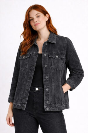 Home campera de jean mujer negra