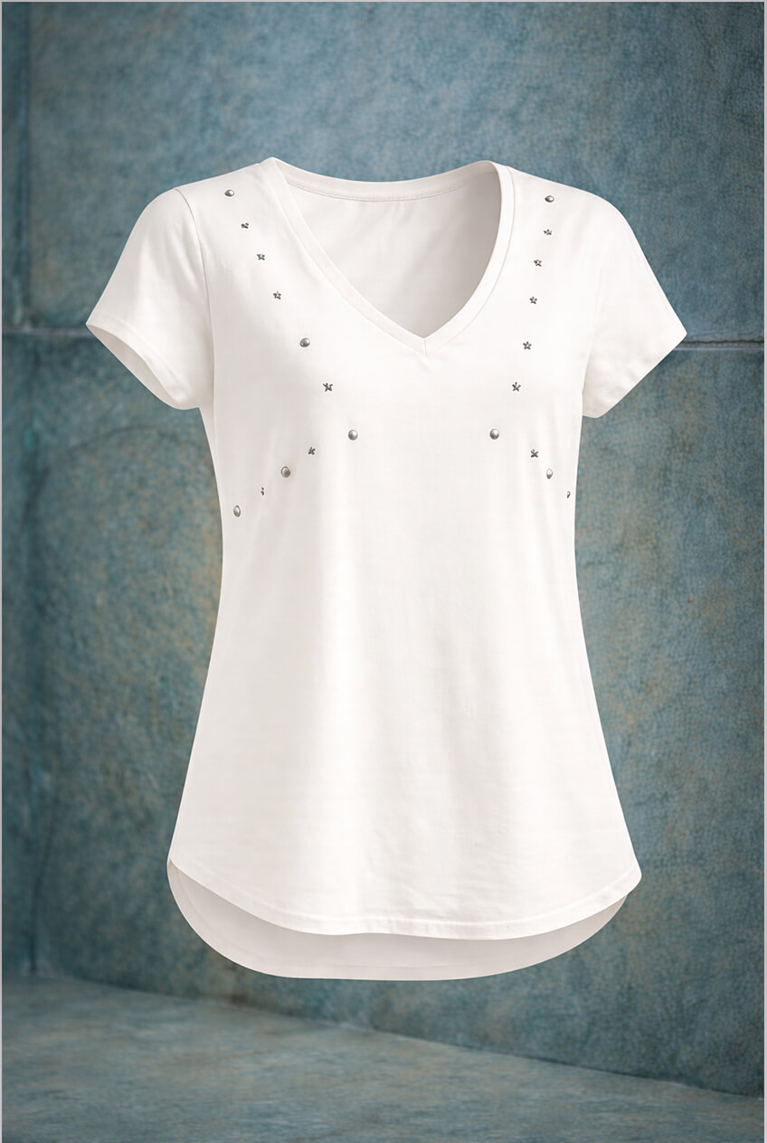 Home remera con apliques en v algodon premium por mayor