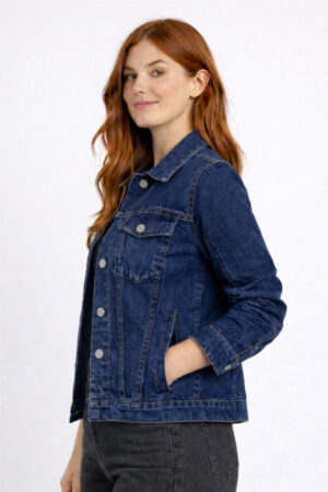 campera de jean mujer talle grande azul oscuro