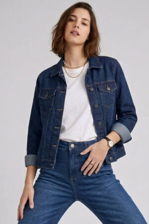 campera de jean mujer azul oscuro