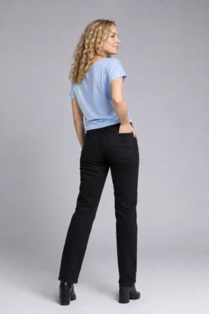 JEANS RECTO ELASTIZADO NEGRO MUJER