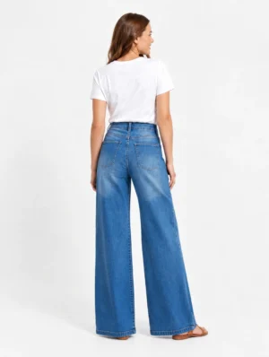 jean wide leg celeste localizado y bigote mujer directo de fabrica